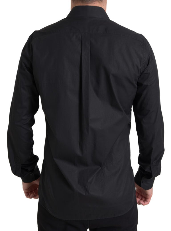 Elegant Black Gold Button Formal Shirt