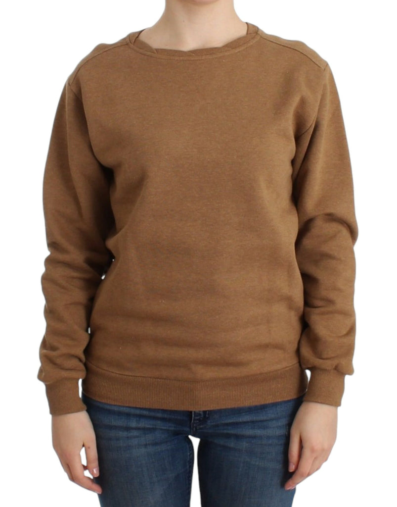 Maglione in cotone marrone chic con girocollo