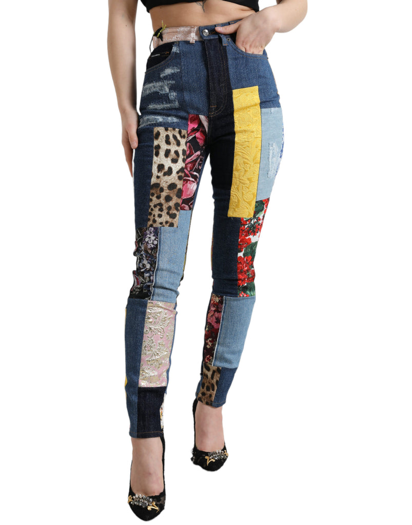 Jeans skinny patchwork vibranti