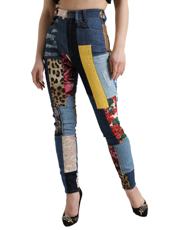 Jeans skinny patchwork vibranti