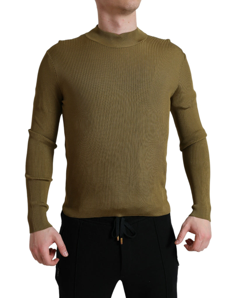 Maglione girocollo in viscosa verde militare