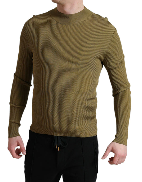 Maglione girocollo in viscosa verde militare