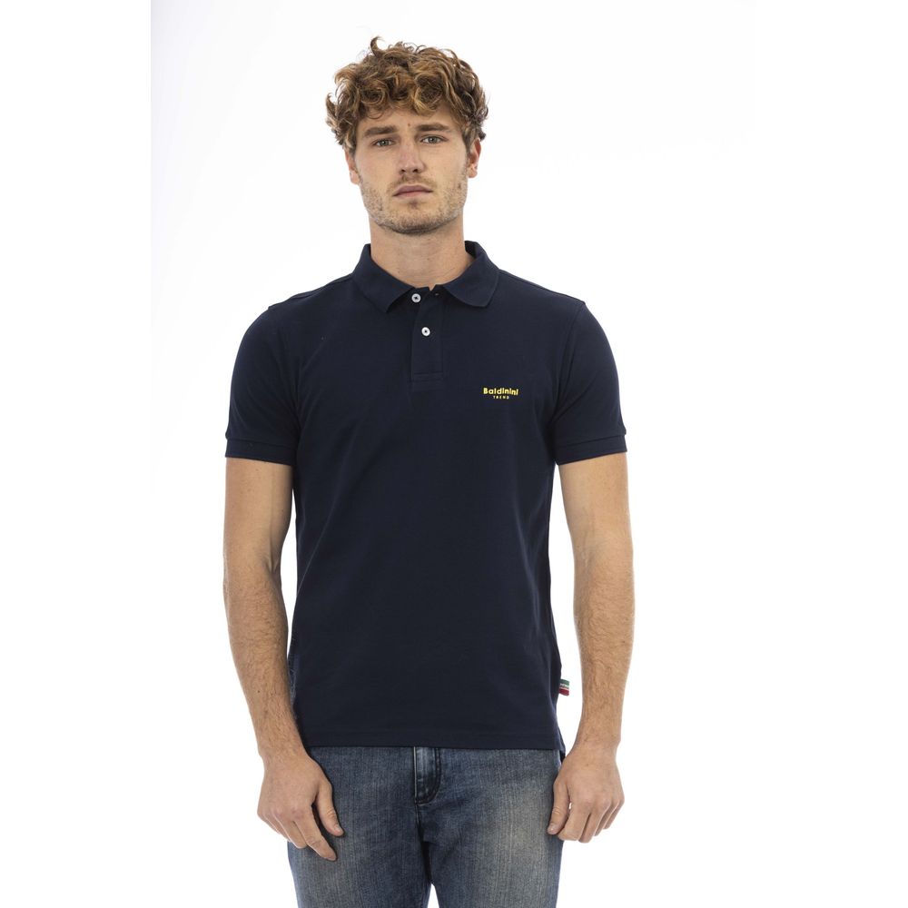 Blue Cotton Men Polo