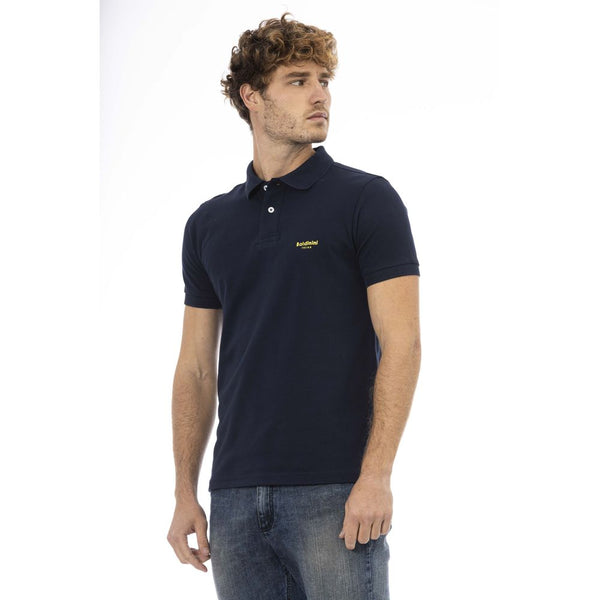 Blue Cotton Men Polo-Shirt