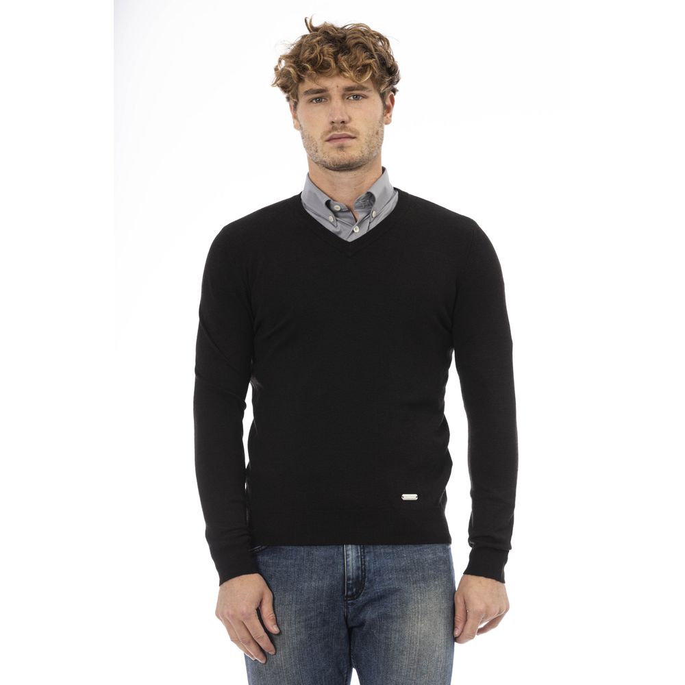 Black Wool Mens Sweater