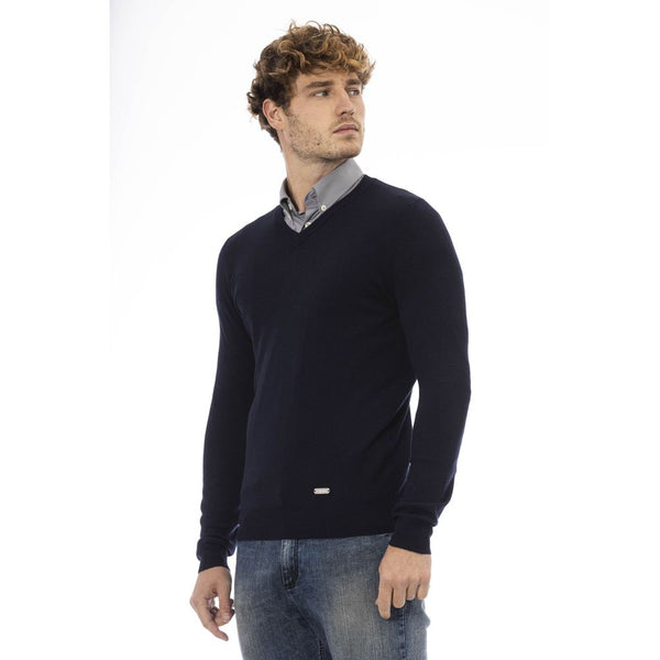 Maglione da uomo in lana blu