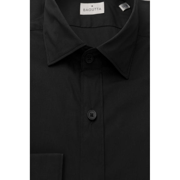 Camicia da uomo in cotone nero