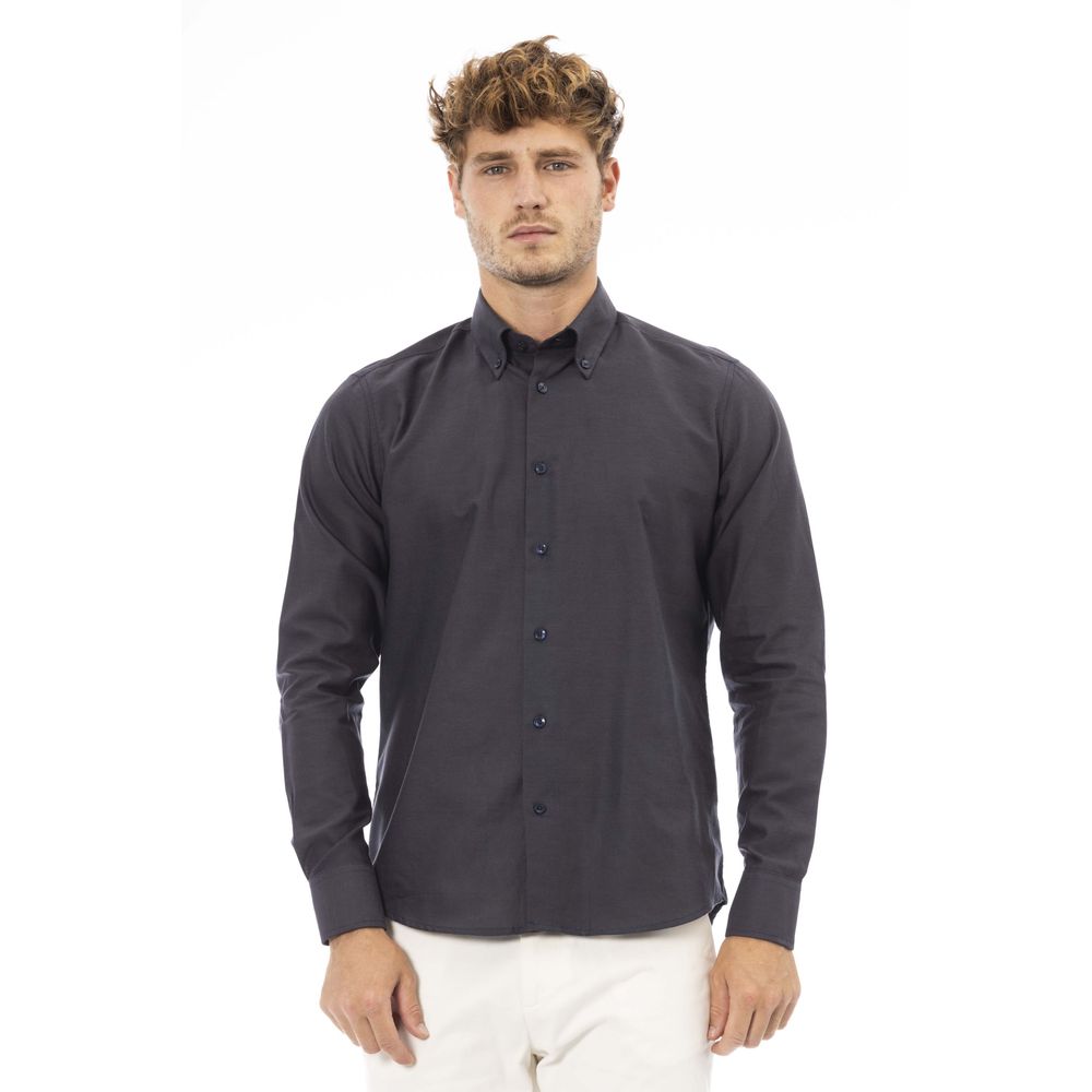 Camicia da uomo in cotone grigio