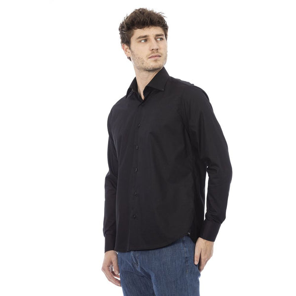 Camicia da uomo in cotone nero