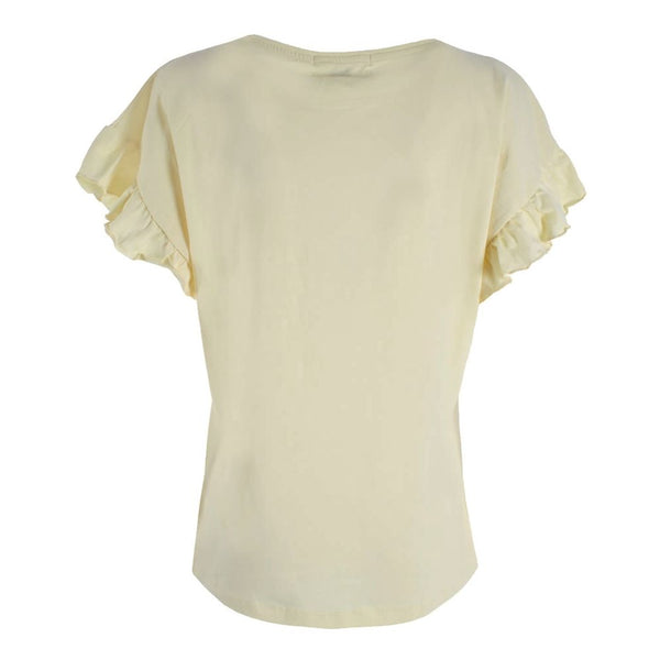 Chic Tee in cotone con maniche a pipistrello e volant - Giallo sole