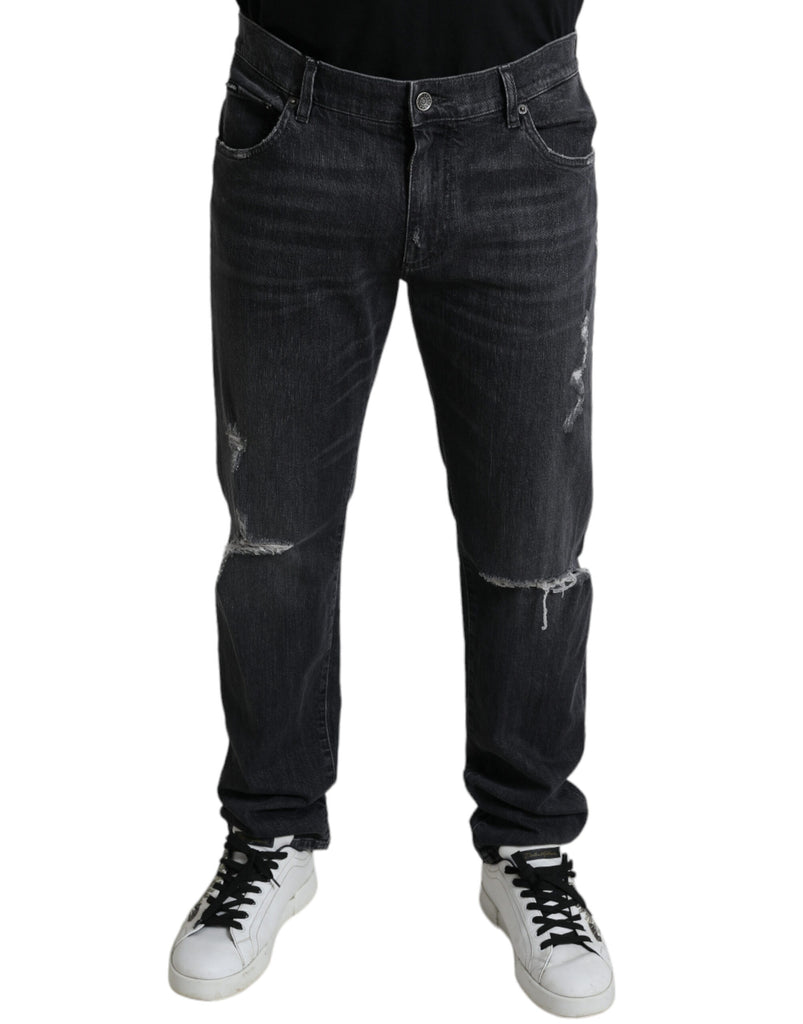 Jeans eleganti slim fit in denim a brandelli