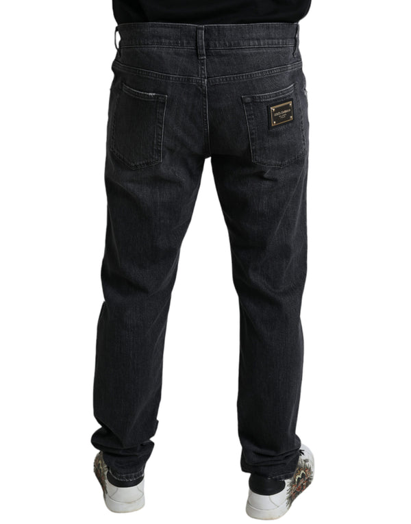 Jeans eleganti slim fit in denim a brandelli