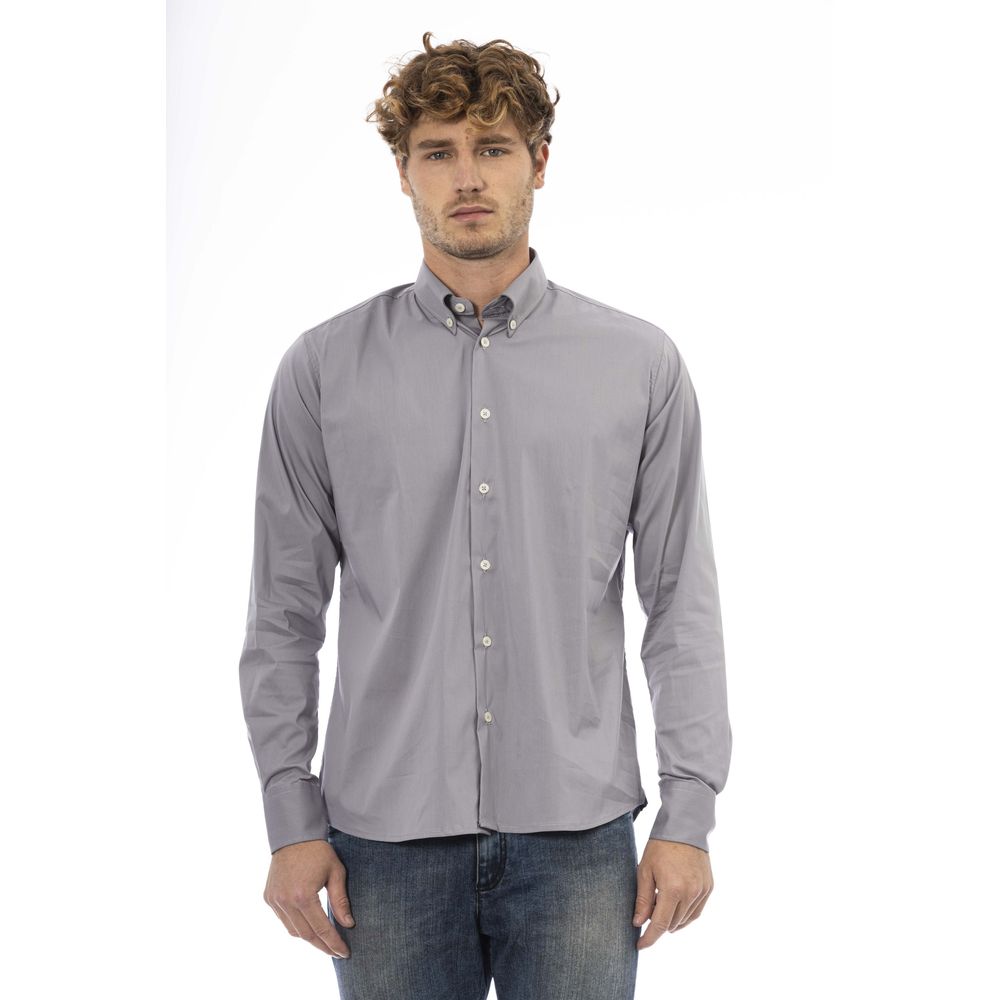 Camicia da uomo in cotone grigio