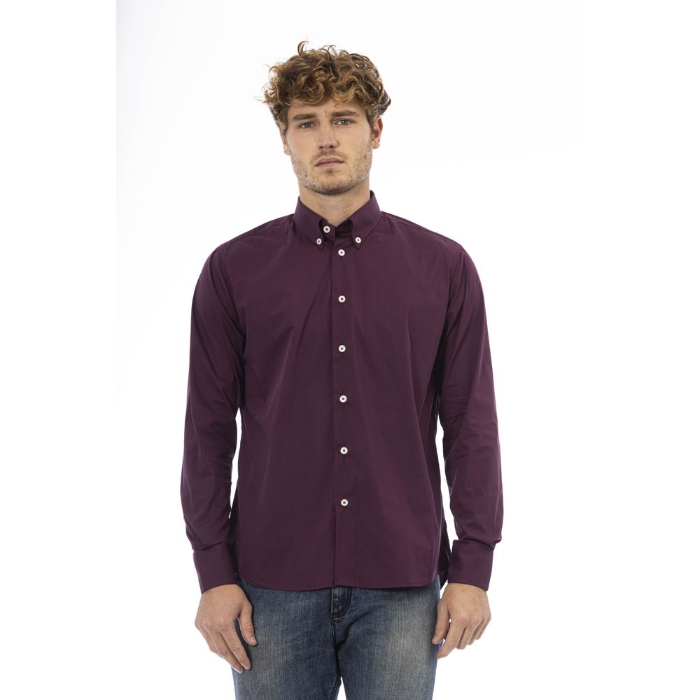 Camicia da uomo in cotone bordeaux