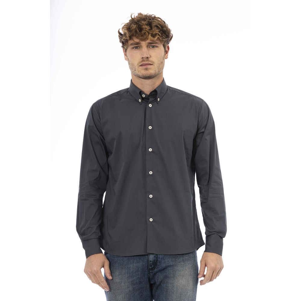 Camicia da uomo in cotone grigio