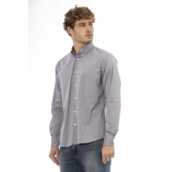 Camicia da uomo in cotone grigio