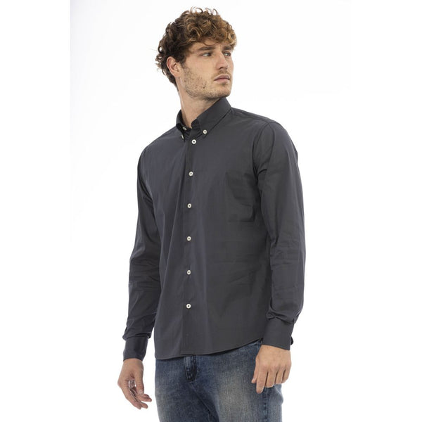 Camicia da uomo in cotone grigio