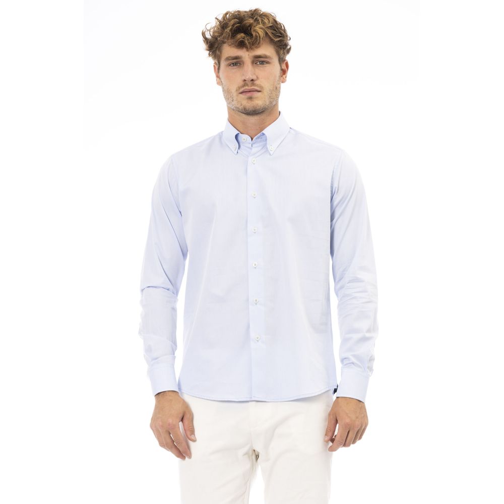 Camicia da uomo in cotone azzurro