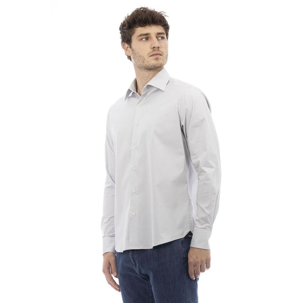 Camicia da uomo in cotone grigio