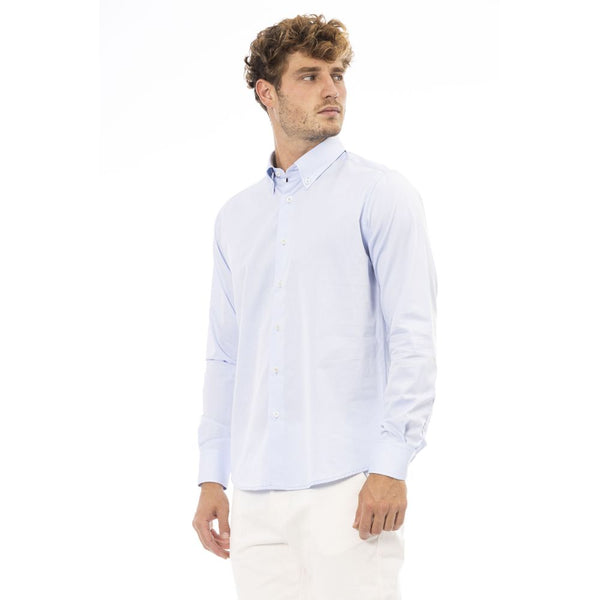 Camicia da uomo in cotone azzurro