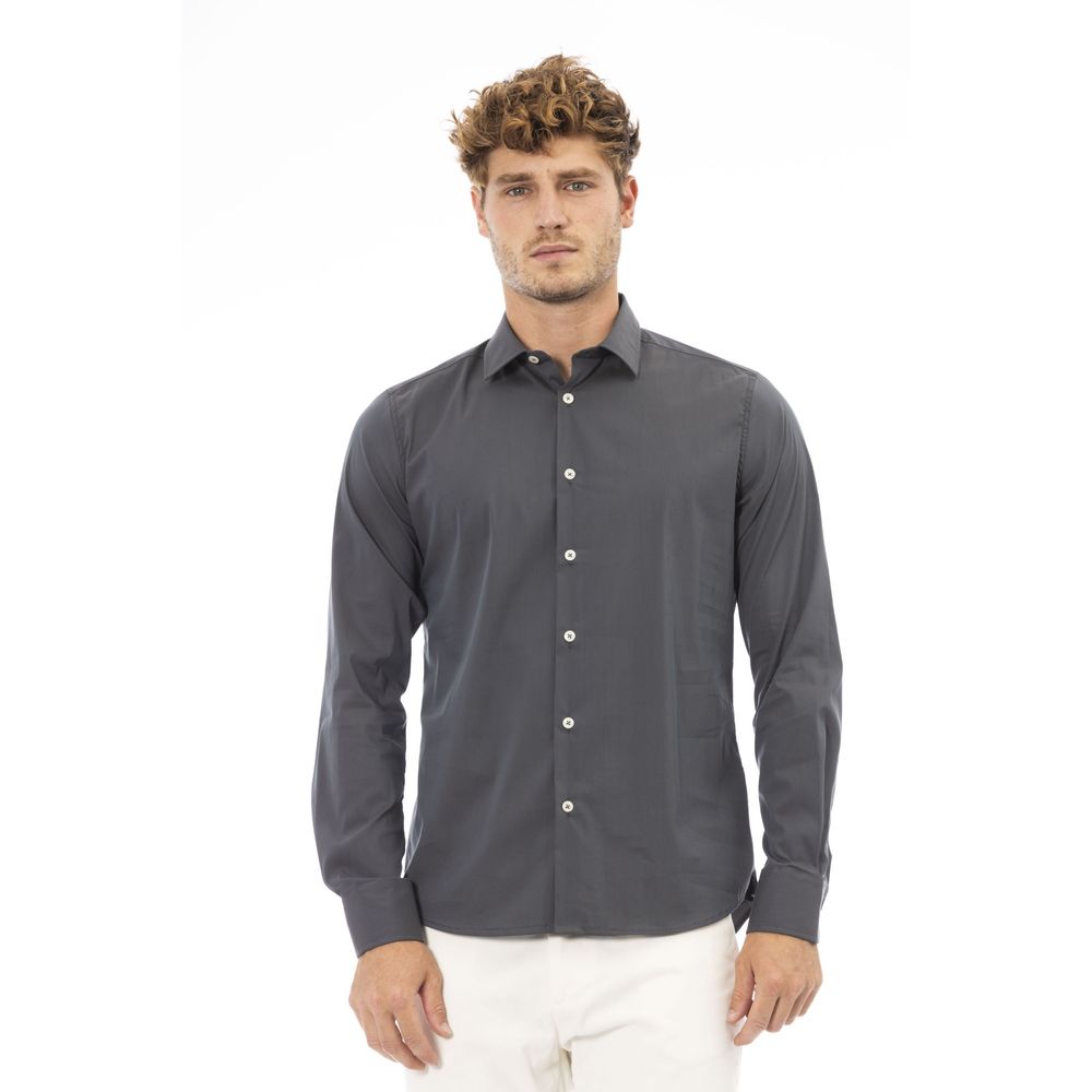 Camicia da uomo in cotone grigio