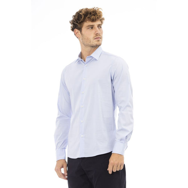 Camicia da uomo in cotone azzurro