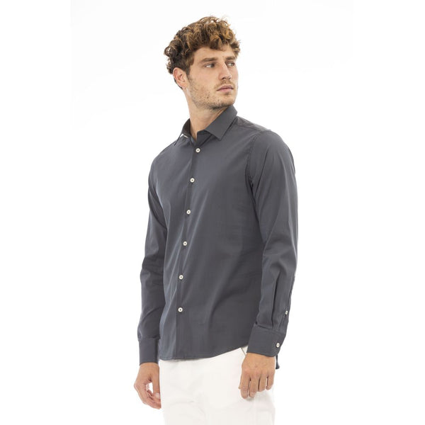 Camicia da uomo in cotone grigio