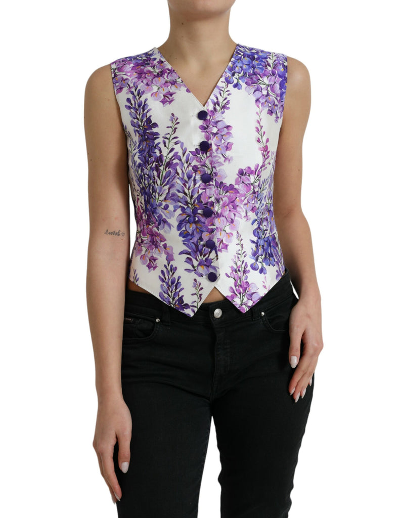 Floral Print Silk Blend Waistcoat