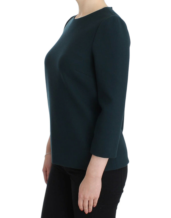 Enchanted Sicily Green Wool Silk Blend Blouse