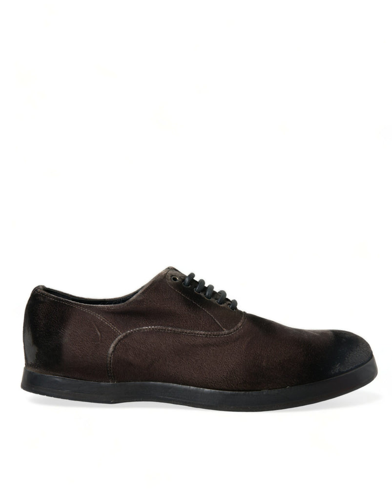 Scarpe eleganti Oxford allacciate in velluto marrone