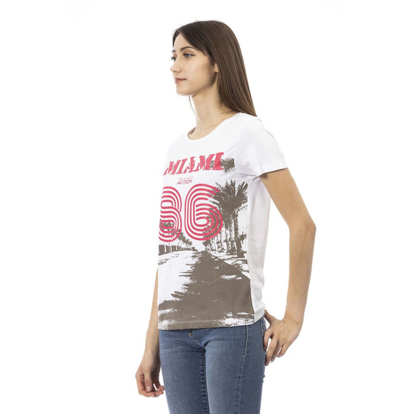 White Cotton Women T-Shirt