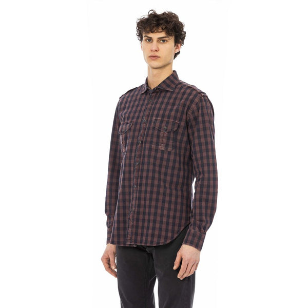 Camicia da uomo in cotone bordeaux