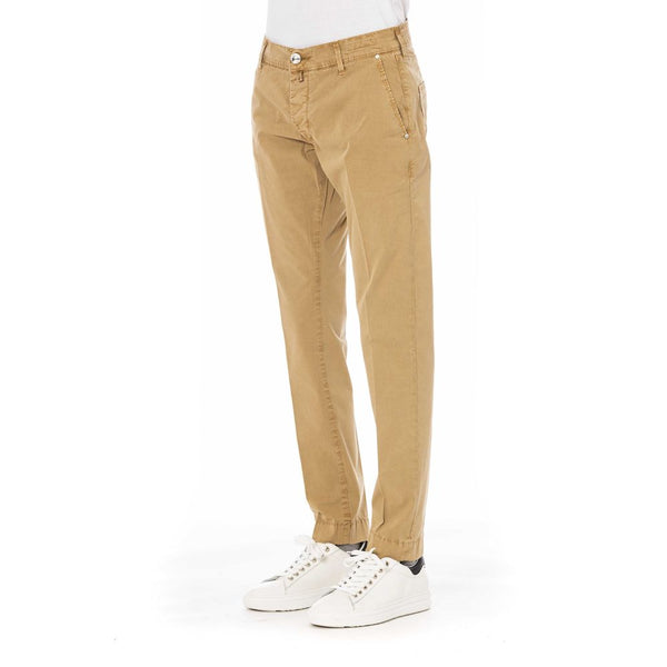 Beige Cotton Men's Trouser