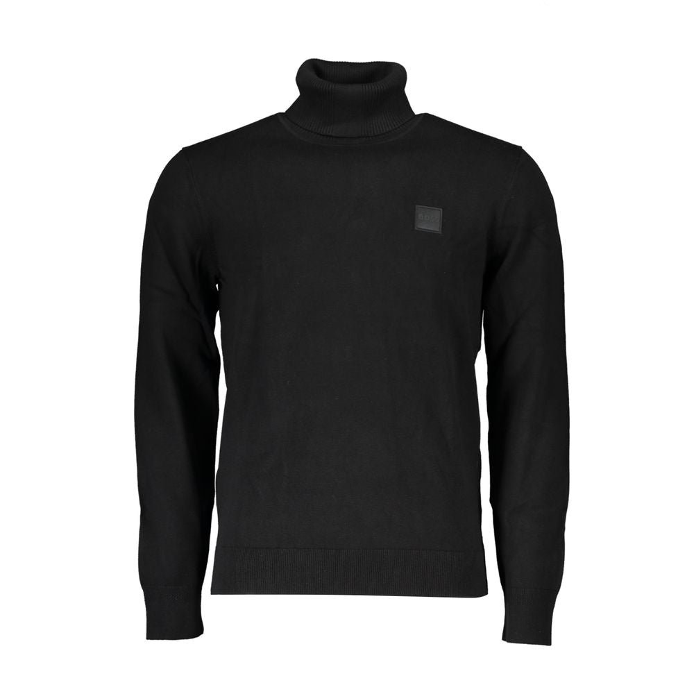 Black Cotton Men Sweater