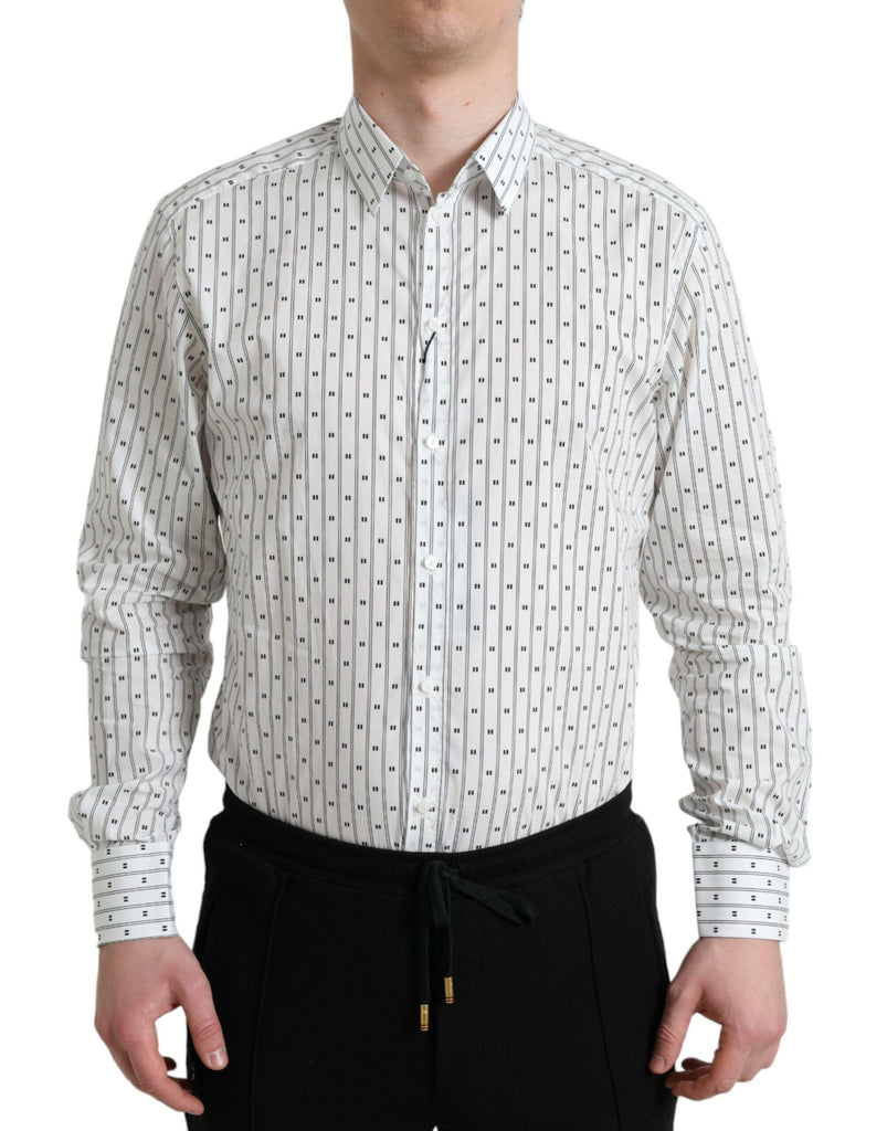 Elegant White Cotton Slim Fit Dress Shirt