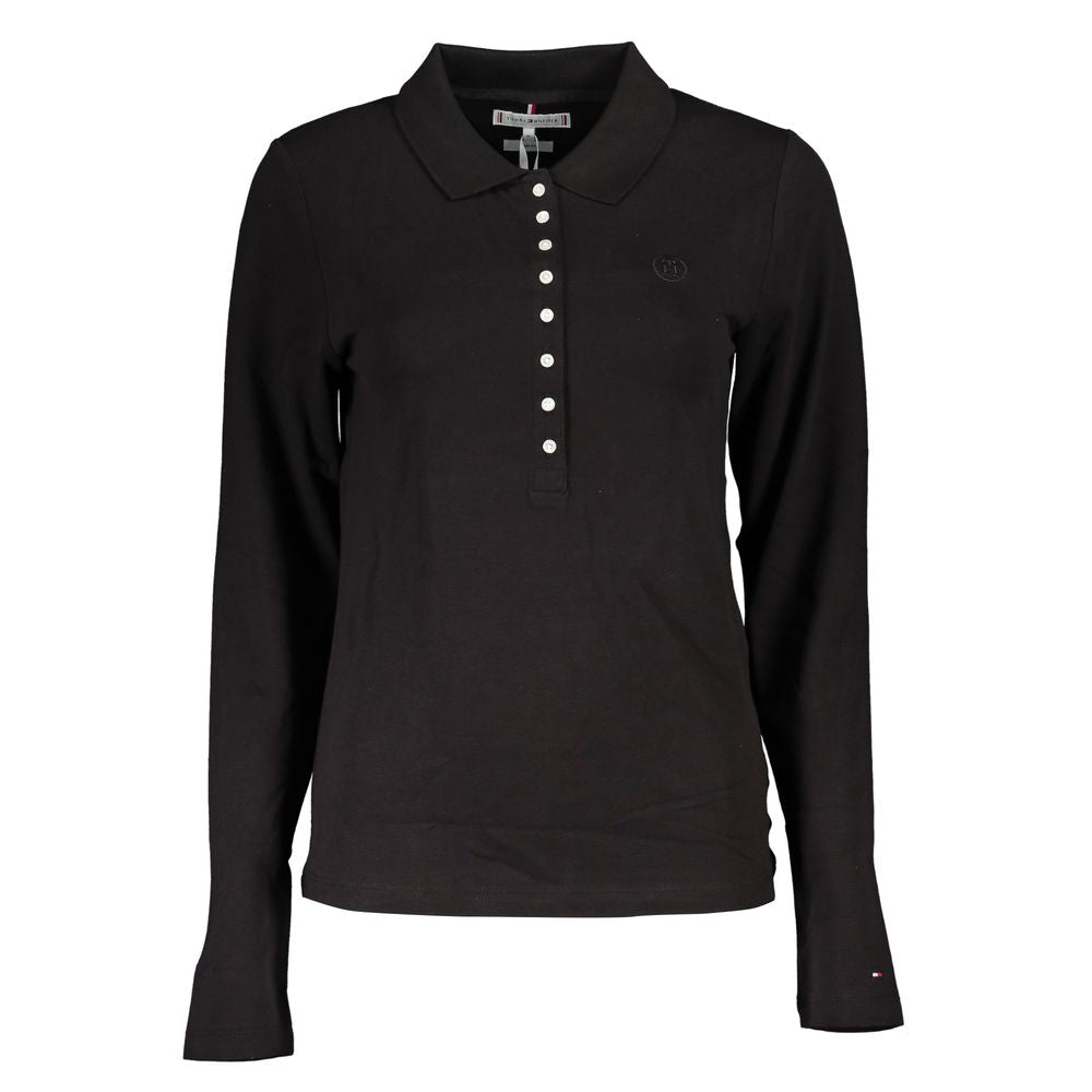 Polo donna in cotone nero