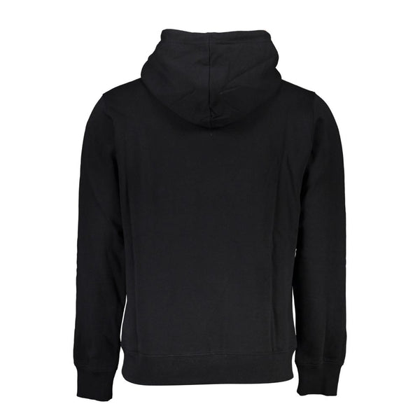 Sleek Black Cotton Hoodie with Logo Print