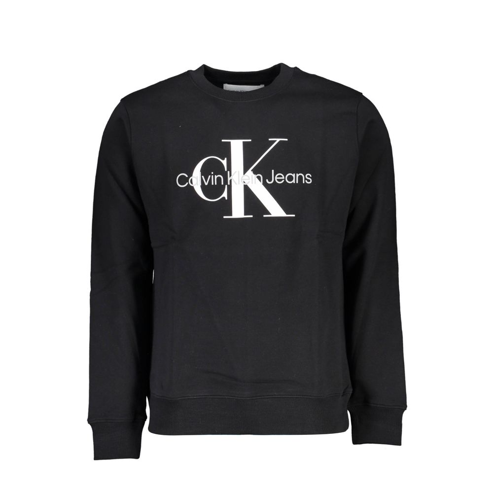 Sleek Black Cotton Crew Neck Sweatshirt