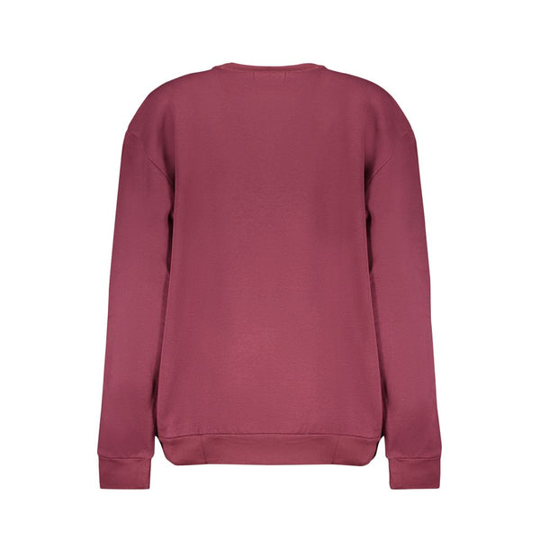 Purple Fleece Crew Neck Sweatshirt with Logo Print