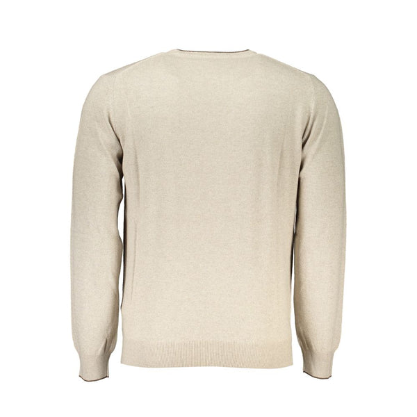 Maglione di lusso beige a girocollo con ricamo