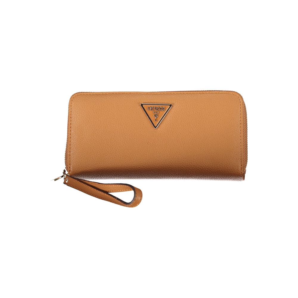 Chic Brown Polyethylene Wallet with Coin Purse