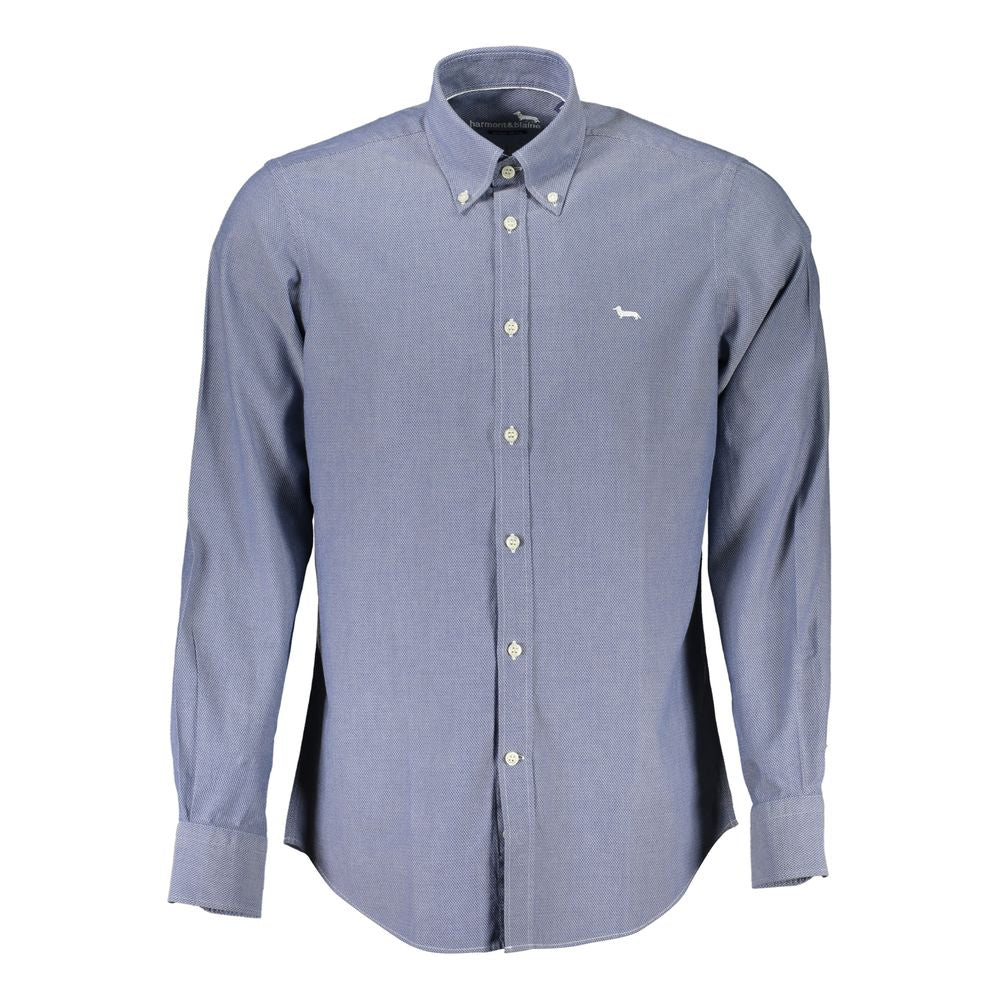 Camicia elegante blu con bottoni in cotone biologico