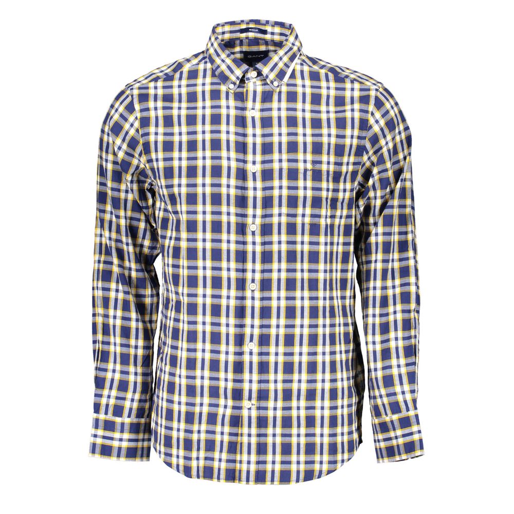 Camicia elegante in cotone blu con bottoni