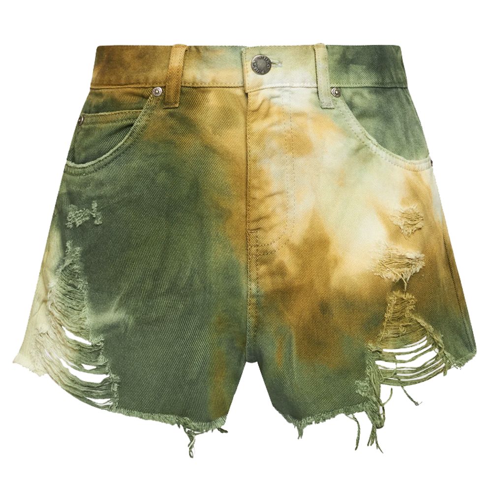 Green Cotton Women Shorts