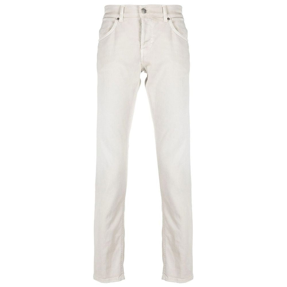 Cream-Colored Cotton Blend Trousers