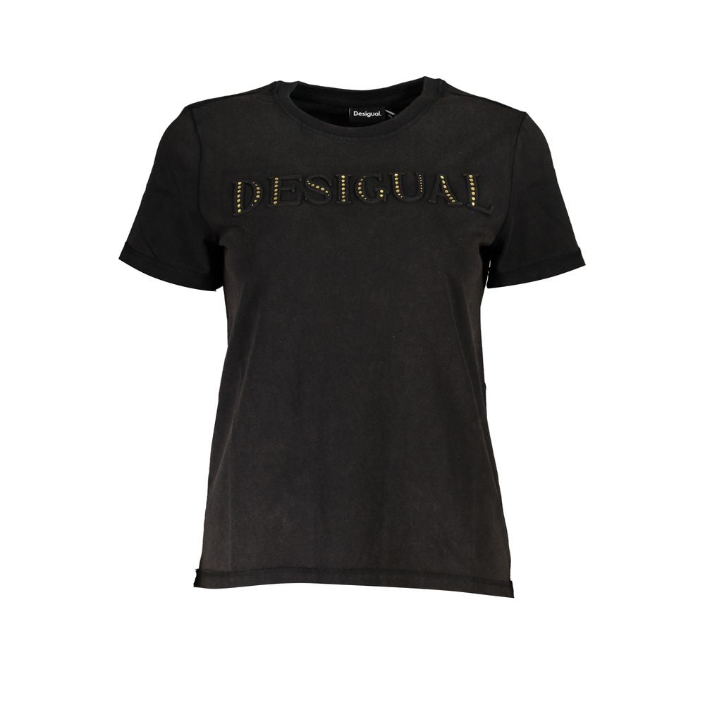 Elegante T-shirt girocollo con dettagli a contrasto