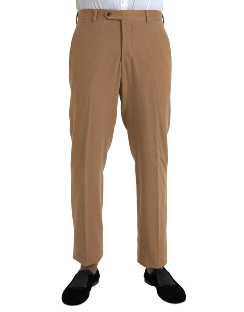 Pantaloni da uomo dritti in cashmere beige