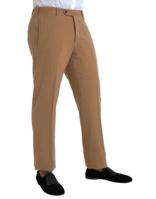 Pantaloni da uomo dritti in cashmere beige