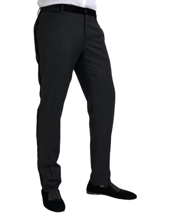 Pantaloni da uomo skinny in seta nera