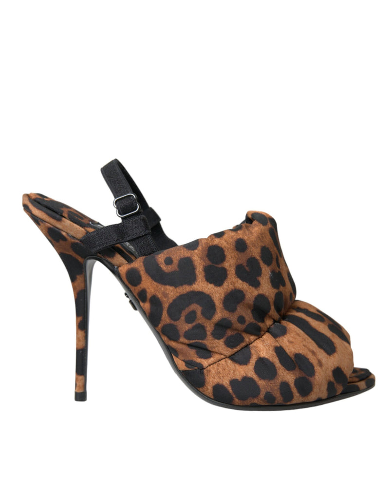 Sandali con tacco leopardato marrone